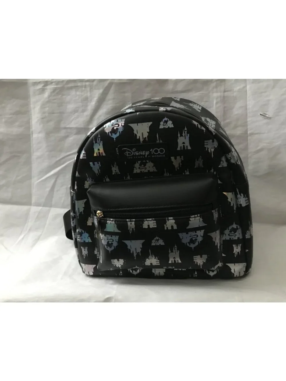 Disney 100 Years of Wonder Mini Backpack Bioworld Black Iridescent Castle Bag